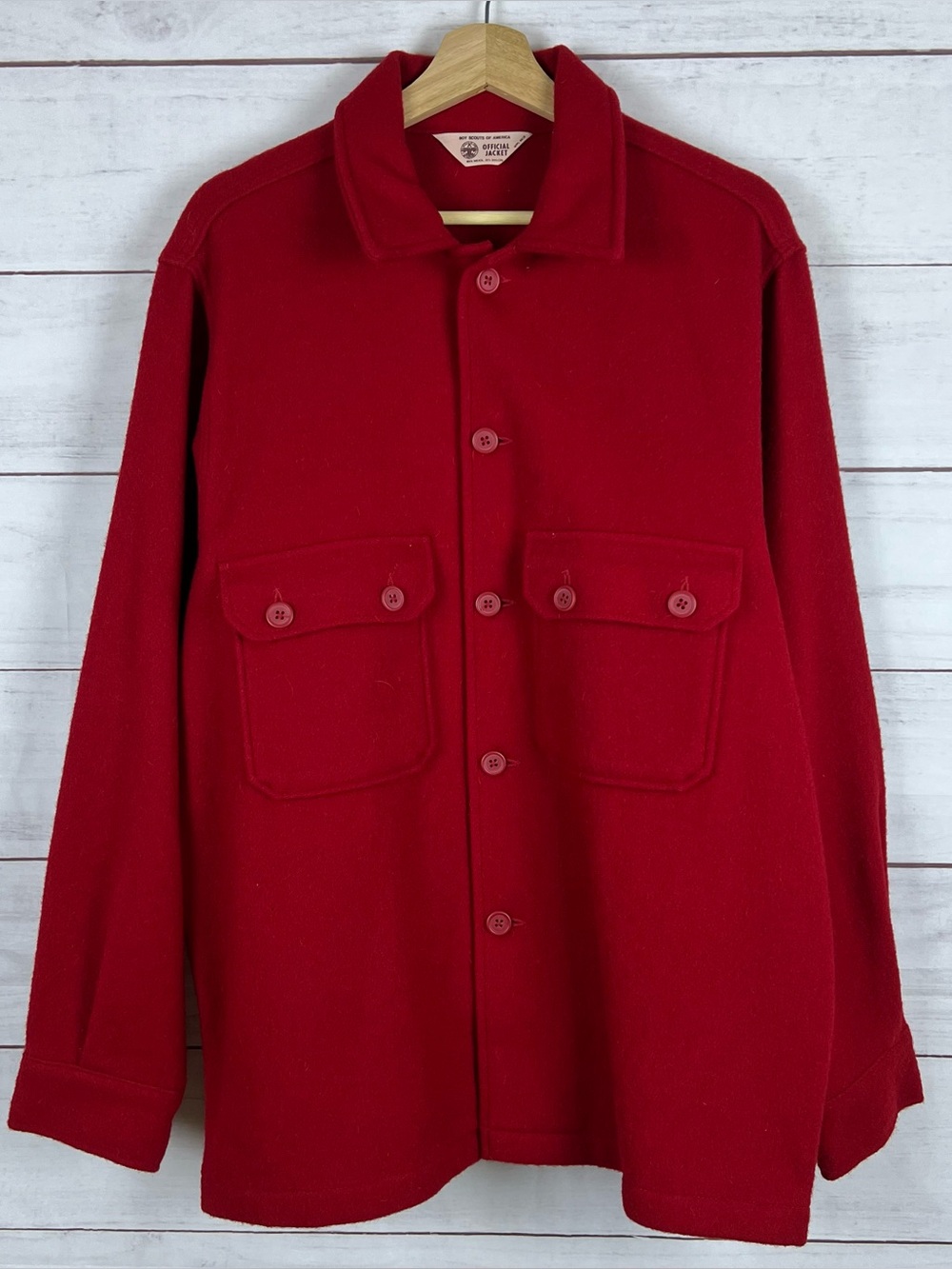 Vintage 70's BSA Boy Scout Of America Official Red Wool Jacket Size 46 Mens